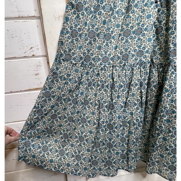 NWOT Anthropologie The Peregrine Midi Dress Blue Green Floral Prairie Boho Small - Picture 8 of 12